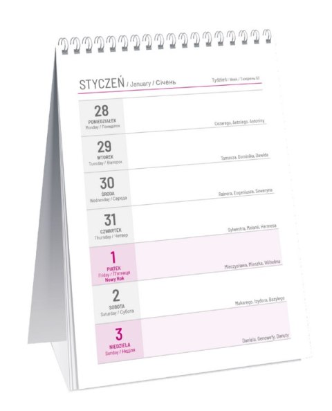 Kalendarz biurkowy Top 2000 tygodniowy pionowy 400165195