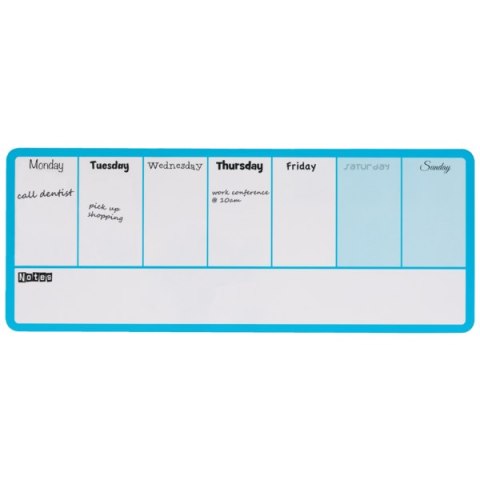 Magnetyczny suchościeralny planer tygodniowy, niebieski, Nobo 1904047