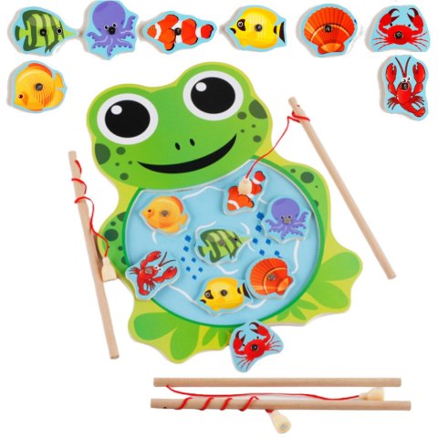 DREWNIANA GRA ŁOWIENIE RYBEK NA MAGNES ŻABA 422Ż