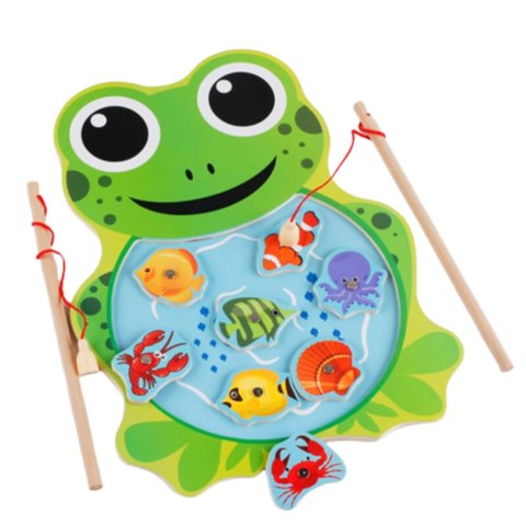 DREWNIANA GRA ŁOWIENIE RYBEK NA MAGNES ŻABA 422Ż