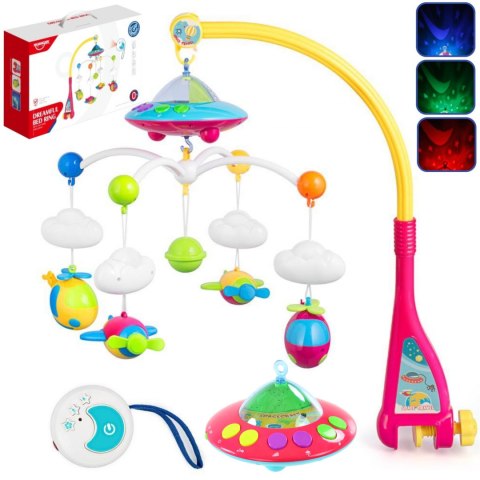 Obrotowa karuzelka pozytywka do łóżeczka projektor pilot statek kosmiczny HE0304