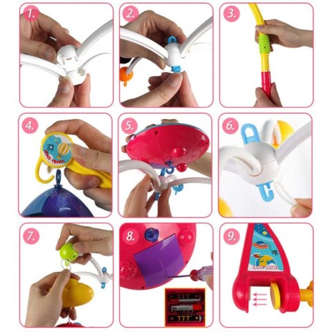 Obrotowa karuzelka pozytywka do łóżeczka projektor pilot statek kosmiczny HE0304