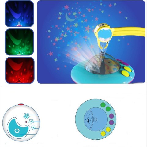 Obrotowa karuzelka pozytywka do łóżeczka projektor pilot statek kosmiczny HE0304