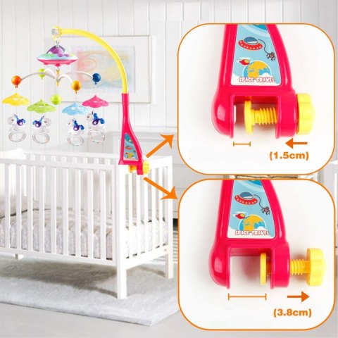 Obrotowa karuzelka pozytywka do łóżeczka projektor pilot statek kosmiczny HE0304