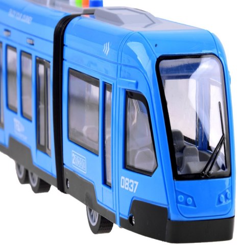 Duży tramwaj jeździ dźwięki światła baterie niebieski 930B