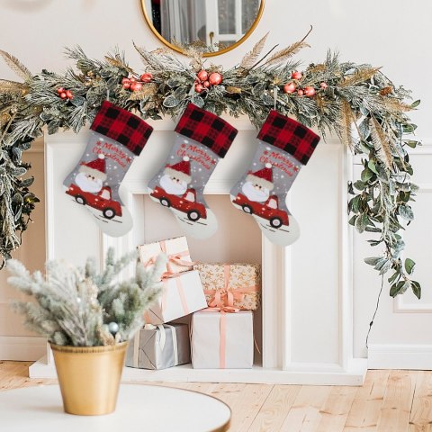 ŚWIĄTECZNA OZDOBA SANTA 28X50 CM JASNOSZARY