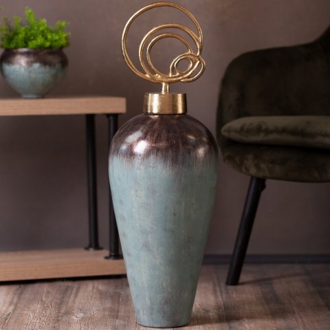 SZKLANA MISA MISKA DEKORACYJNA PATERA EUROFIRNY ABRIL (02) (FI) 23X18 CM TURKUSOWY