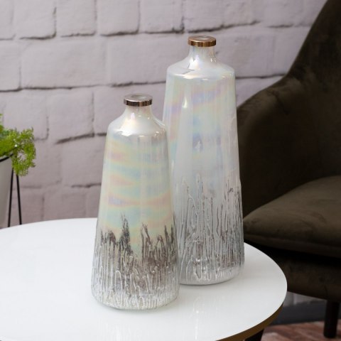 SZKLANY WAZON DEKORACYJNY EUROFIRANY ADEN (02) (FI) 19X43 CM KREMOWY