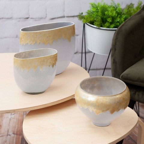 SZKLANY WAZON DEKORACYJNY EUROFIRANY IRIS (01) 21X11X19 CM SREBRNY