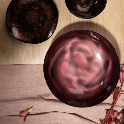 SZKLANA MISA     MISKA DEKORACYJNA   PATERA EUROFIRANY EUROFIRNY NIKOL (FI) 40X5 CM BURGUND