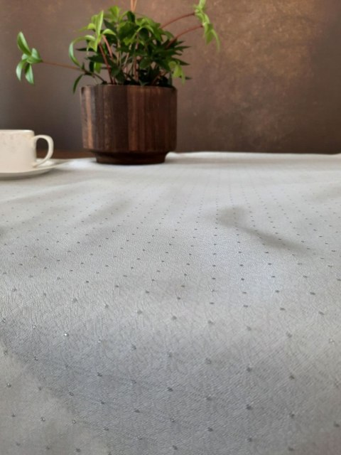 OBRUS ZE SREBRNĄ NICIĄ ELLEN 145X350 CM BIAŁY