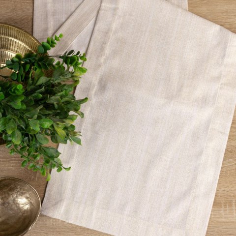 BIEŻNIK EUROFIRANY ZE ZŁOTĄ NICIĄ I KANTĄ ZOJA 40X200 BIAŁY