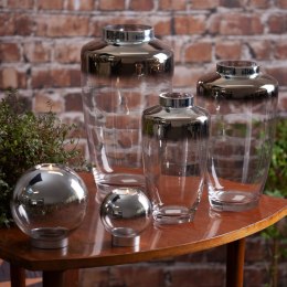 SZKLANY WAZON DEKORACYJNY ZOJA (FI) 14X25 CM SREBRNY