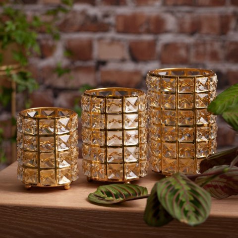 ŚWIECZNIK EUROFIRANY DEKORACYJNY TESA (FI) 11X15 CM ZŁOTY