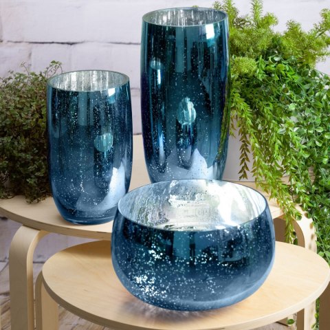 SZKLANY WAZON DEKORACYJNY EUROFIRANY MOLLY (FI) 16X38 CM NIEBIESKI