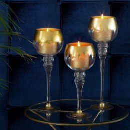 SZKLANY ŚWIECZNIK DEKORACYJNY AMELIA2 (FI) 12X35 CM BIAŁY