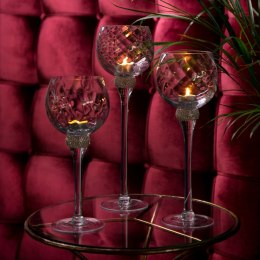 SZKLANY ŚWIECZNIK DEKORACYJNY ELLA (FI) 12X30 CM BIAŁY