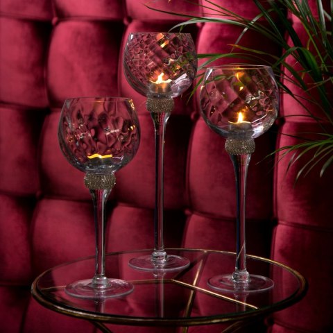 SZKLANY ŚWIECZNIK DEKORACYJNY ELLA (FI) 12X40 CM BIAŁY