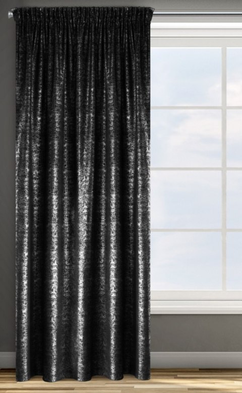 ZASŁONA GOTOWA EUROFIRANY   1SZT. D91 CYPR NA TAŚMIE 140X270 CM CZARNY