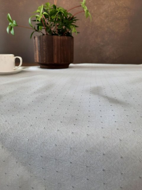 OBRUS ZE SREBRNA NICIĄ ELLEN 145X280 CM BIAŁY