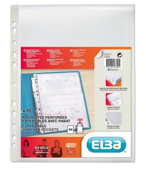 Koszulki_poszerzane na katalogi z klapką A4 180mic. ELBA (10szt) 100080754