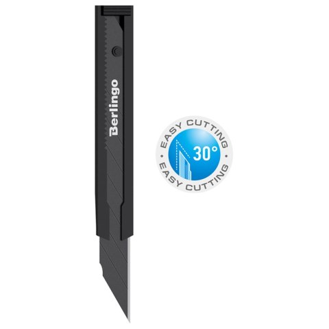 Nóz papierniczyDouble black, 9 mm, stal ostrza SK-2 o kącie 30, obudowa metal, euro zaw. 316195/84986 Berlingo