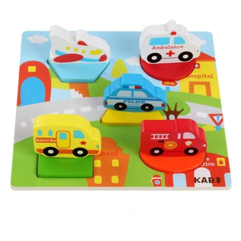 Edukacyjne drewniane puzzle pojazdy służbowe 0058