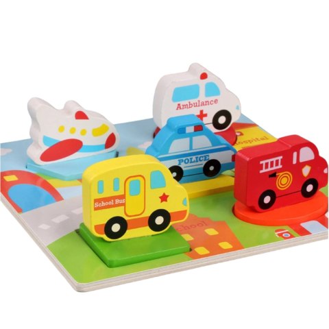 Edukacyjne drewniane puzzle pojazdy służbowe 0058