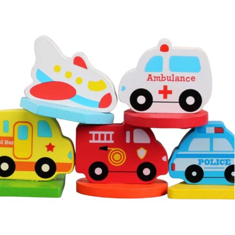 Edukacyjne drewniane puzzle pojazdy służbowe 0058