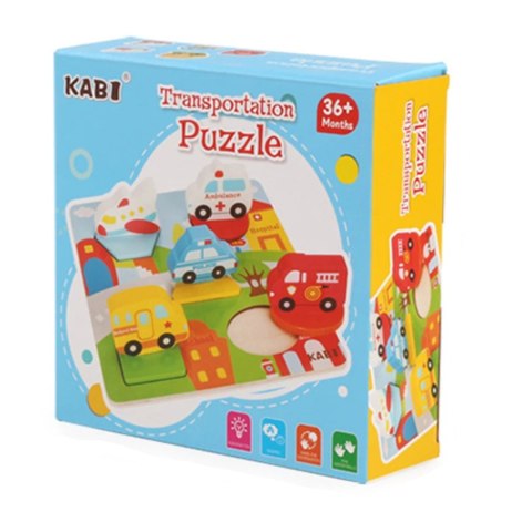 Edukacyjne drewniane puzzle pojazdy służbowe 0058
