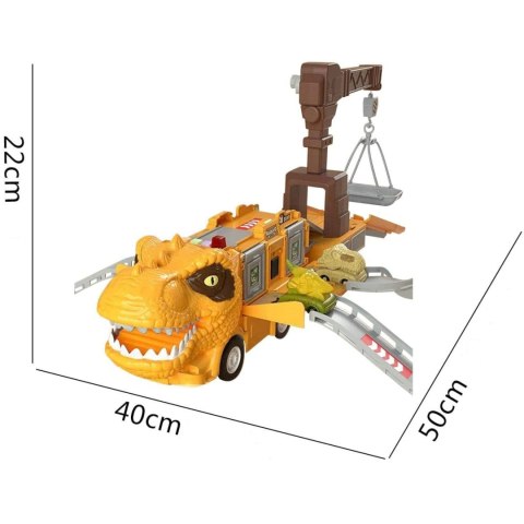 CIĘŻARÓWKA DINOZAUR Z AUTAMI T-REX AUTA DŹWIG 692A