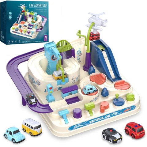 Interaktywny tor przeszkód samochodowy zjeżdżalnia helikopter 4 auta 802A