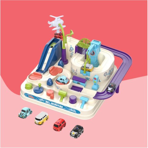 Interaktywny tor przeszkód samochodowy zjeżdżalnia helikopter 4 auta 802A