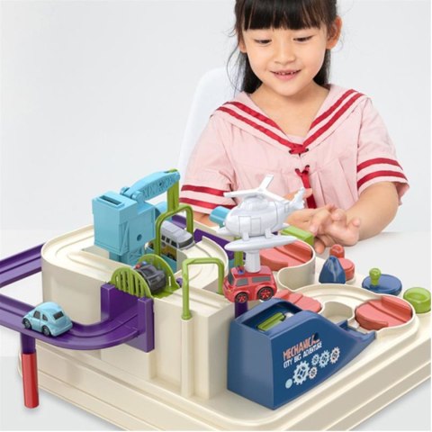 Interaktywny tor przeszkód samochodowy zjeżdżalnia helikopter 4 auta 802A