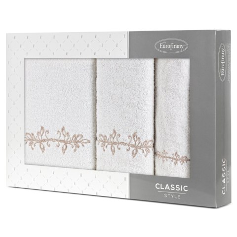 KOMPLET RĘCZNIKÓW EUROFIRANY 3 30X50 CM, 50X90 CM, 70X140 CM KREMOWY
