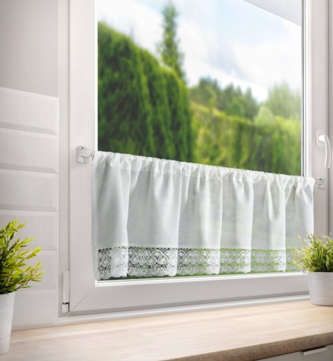 FIRANA FIRANKA GOTOWA EUROFIRANY ROSE NA TAŚMIE 150X30 CM BIAŁY