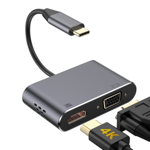 Adapter przejściówka usb-c 3.1 VGA HDMI 4k PLATINET PMMA9832