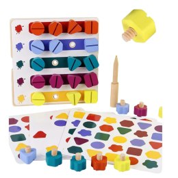 Układanka drewniana sorter klocki wkręty śrubokręt montessori 6563