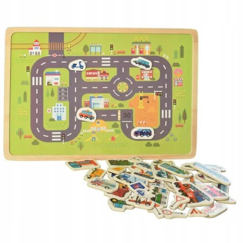 Układanka tablica puzzle magnetyczne samochody pojazdy transport MTF-C01